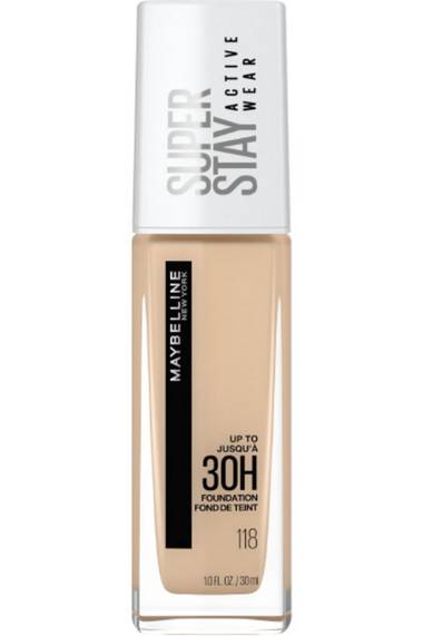 SUPER STAY® LONGWEAR LIQUID FOUNDATION, UP TO 30HR WEAR / 118 LIGHT BEIGE - MAYBELLINE.
